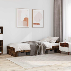 vidaXL Bedframe met Hoofdeinde Gerookt eiken 80 x 200 cm Bewerkt hout