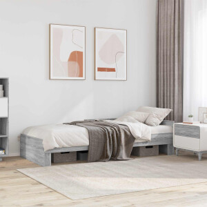 vidaXL Bedframe met Hoofdeinde Grijs Sonoma 80 x 200 cm Bewerkt hout