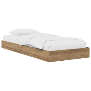 vidaXL Vloerbedframe Artisanaal eiken 80 x 200 cm Bewerkt hout