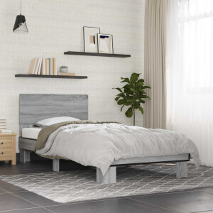 vidaXL Bedframe met Hoofdeinde Grijs Sonoma 80 x 200 cm Bewerkt hout