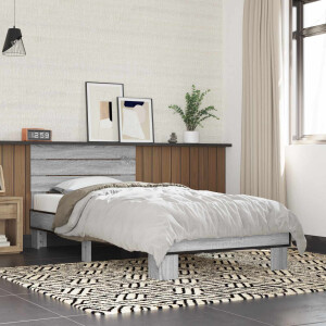 vidaXL Bedframe met Hoofdeinde Grijs Sonoma 80 x 200 cm Bewerkt hout