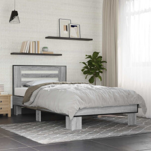 vidaXL Bedframe met Hoofdeinde Grijs Sonoma 80 x 200 cm Bewerkt hout