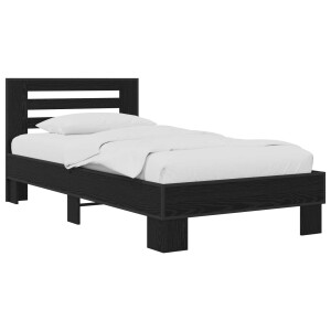 vidaXL Bedframe met Hoofdeinde Zwart eiken 80 x 200 cm Bewerkt hout