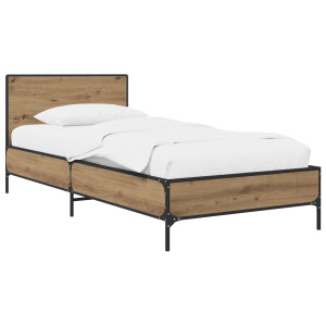 vidaXL Bedframe met Hoofdeinde Artisanaal eiken 80 x 200 cm