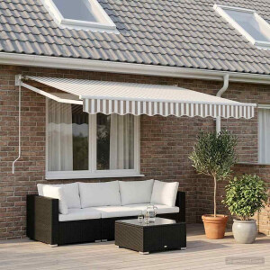 vidaXL Vervangingsdoek voor zonnescherm Lichtgrijs en wit. Polyester