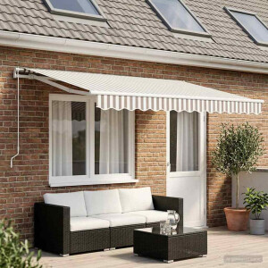 vidaXL Vervangingsdoek voor zonnescherm Lichtgrijs en wit. Polyester