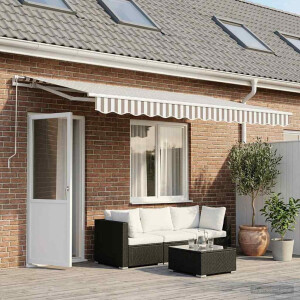 vidaXL Vervangingsdoek voor zonnescherm Lichtgrijs en wit. Polyester