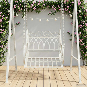 vidaXL Schommelbank Staal 71 x 75 x 59 cm Antiek wit