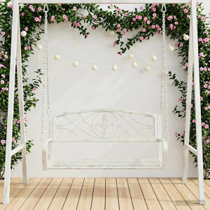 vidaXL Schommelbank Staal 110,5 x 59 x 55 cm Antiek wit