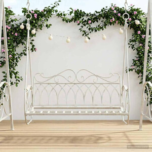 vidaXL Schommelbank Staal 112 x 60 x 126,5 cm Antiek wit