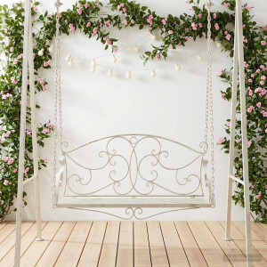 vidaXL Schommelbank Staal 110 x 52,5 x 47 cm Antiek wit