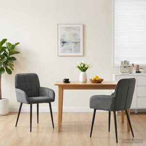 vidaXL Eettafelstoelen 2 st fluweel Donkergrijs 57 x 50 x 85 cm