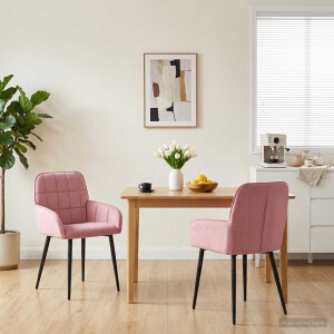 vidaXL Eettafelstoelen 2 st fluweel Roze 57 x 50 x 85 cm