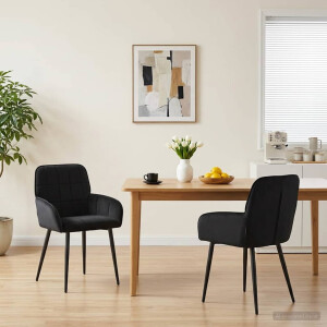 vidaXL Eettafelstoelen 2 st fluweel Zwart 57 x 50 x 85 cm