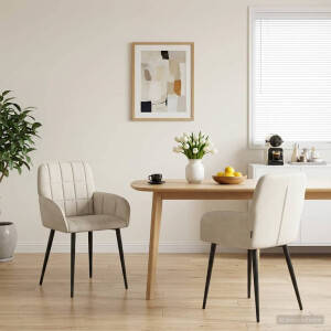 vidaXL Eettafelstoelen 2 st fluweel Crèmekleurig 57 x 50 x 85 cm