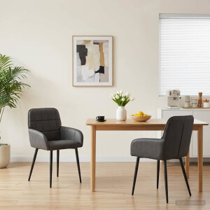 vidaXL Eettafelstoelen 2 st Kunstleer Zwart 57 x 50 x 85 cm