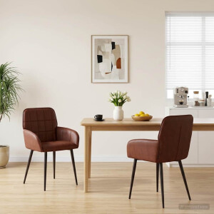 vidaXL Eettafelstoelen 2 st Kunstleer Glanzend Bruin 57 x 50 x 85 cm