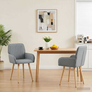 vidaXL Eettafelstoelen 2 st Stof Lichtgrijs 56,5 x 50 x 87,5 cm