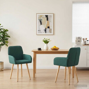 vidaXL Eettafelstoelen 2 st Stof Donkergroen 56,5 x 50 x 87,5 cm