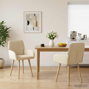 vidaXL Eettafelstoelen 2 st Stof Crèmekleurig 56,5 x 50 x 87,5 cm