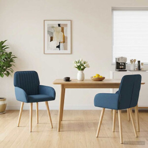 vidaXL Eettafelstoelen 2 st Stof Blauw 56,5 x 50 x 87,5 cm
