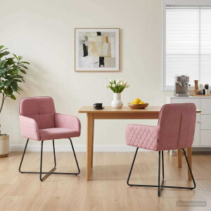 vidaXL Eettafelstoelen 2 st fluweel Roze 59 x 56,5 x 86 cm