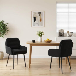 vidaXL Eettafelstoelen 2 st fluweel Zwart 59 x 59,5 x 90 cm