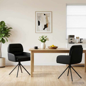 vidaXL Draai Eetstoelen 2 st Kunstleer Zwart 59 x 59,5 x 90 cm