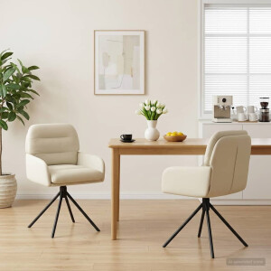 vidaXL Draai Eetstoelen 2 st Kunstleer Crèmekleurig 59 x 59,5 x 90 cm