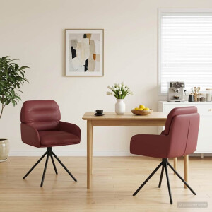 vidaXL Draai Eetstoelen 2 st Kunstleer Wijnrood 59x59,5x90cm