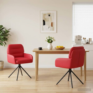 vidaXL Draai Eetstoelen 2 st Kunstleer Rood 59 x 59,5 x 90 cm
