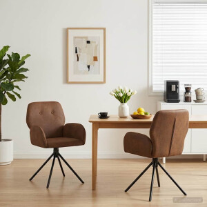 vidaXL Draai Eetstoelen 2 st Nep Suede Leer Bruin 54 x 55 x 86 cm