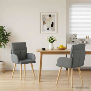 vidaXL Eettafelstoelen 2 st Stof Donkergrijs 60 x 56 x 96 cm