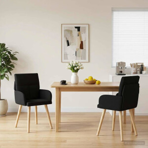 vidaXL Eettafelstoelen 2 st Stof Zwart 60 x 56 x 96 cm