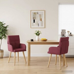 vidaXL Eettafelstoelen 2 st Stof Wijnrood 60 x 56 x 96 cm