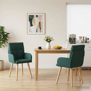 vidaXL Eettafelstoelen 2 st Stof Donkergroen 60 x 56 x 96 cm