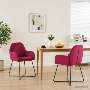 vidaXL Eettafelstoelen 2 st fluweel Wijnrood 55 x 50 x 84 cm