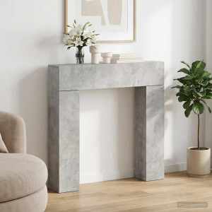 vidaXL Haardomlijsting Betongrijs 102 x 18 x 100,5 cm Bewerkt hout