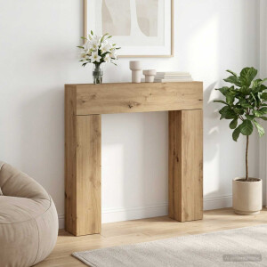 vidaXL Haardomlijsting Artisanaal eiken 102 x 18 x 100,5 cm