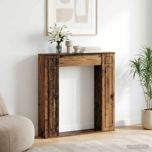 vidaXL Haardomlijsting Oud hout 100 x 20 x 100 cm Bewerkt hout