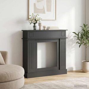 vidaXL Haardomlijsting Zwart 102 x 26 x 100 cm Bewerkt hout