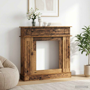 vidaXL Haardomlijsting Oud hout 102 x 26 x 100 cm Bewerkt hout