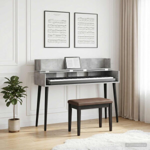 vidaXL studiobureau Betongrijs 130 x 40 x 19,5 cm Bewerkt hout