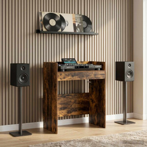 vidaXL DJ Tafel Gerookt eiken 102 x 45 x 102 cm Bewerkt hout
