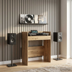 vidaXL DJ Tafel Artisanaal eiken 102 x 45 x 102 cm Bewerkt hout