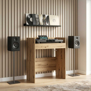 vidaXL DJ Tafel Artisanaal eiken 82 x 45 x 102 cm Bewerkt hout