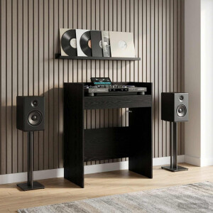 vidaXL DJ Tafel Zwart eiken 62 x 45 x 102 cm Bewerkt hout