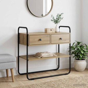 vidaXL Consoletafel Artisanaal eiken 100 x 40 x 75 cm Bewerkt hout