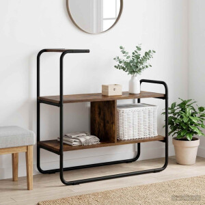 vidaXL Consoletafel Gerookt eiken 80 x 35 x 75 cm Bewerkt hout