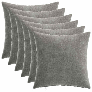 vidaXL Kussensloop 6 pcs HEERLEN Donkergrijs 30 x 30 cm Chenille Stof